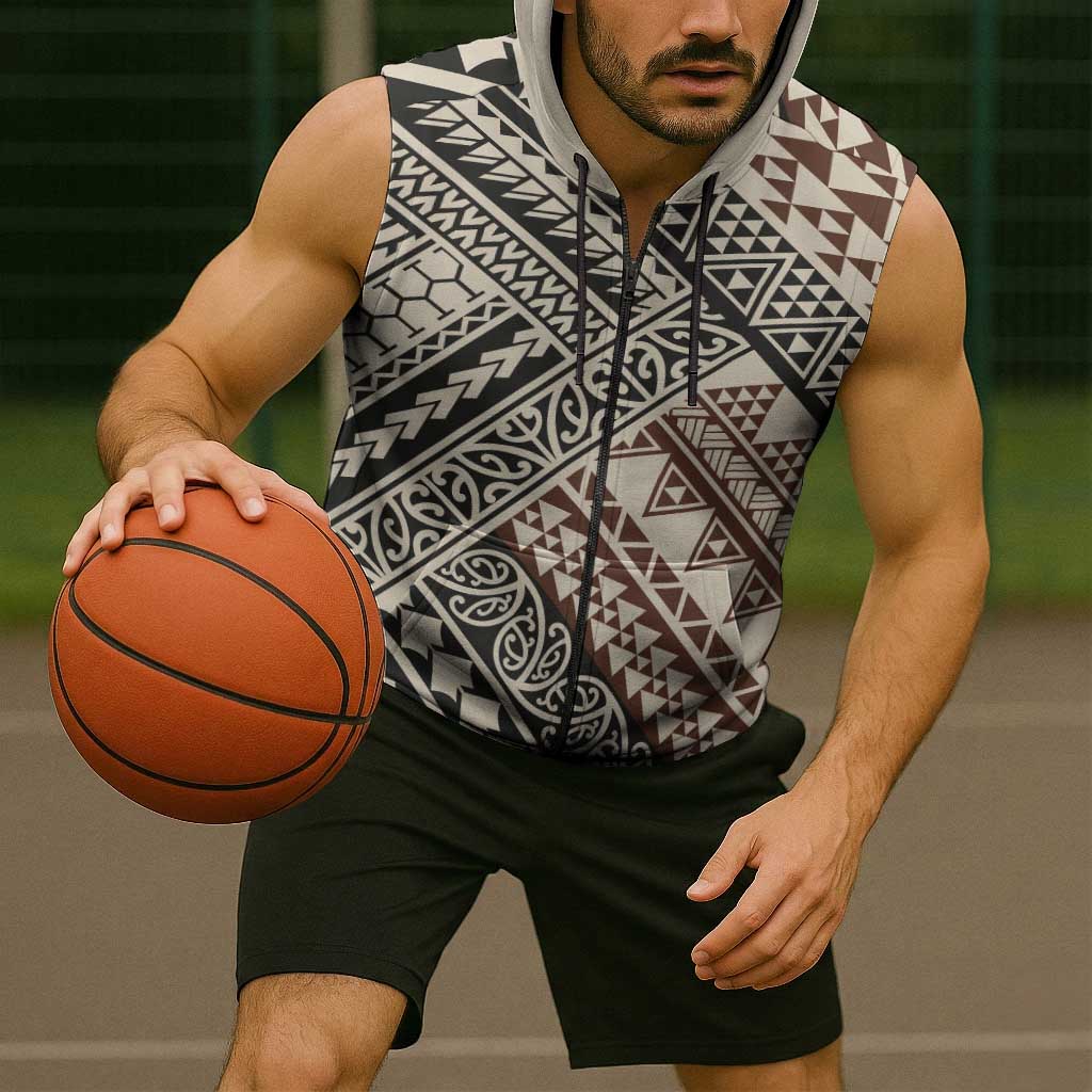 Niho Taniwha Kowhaiwhai Sleeveless Zip Hoodie LT9