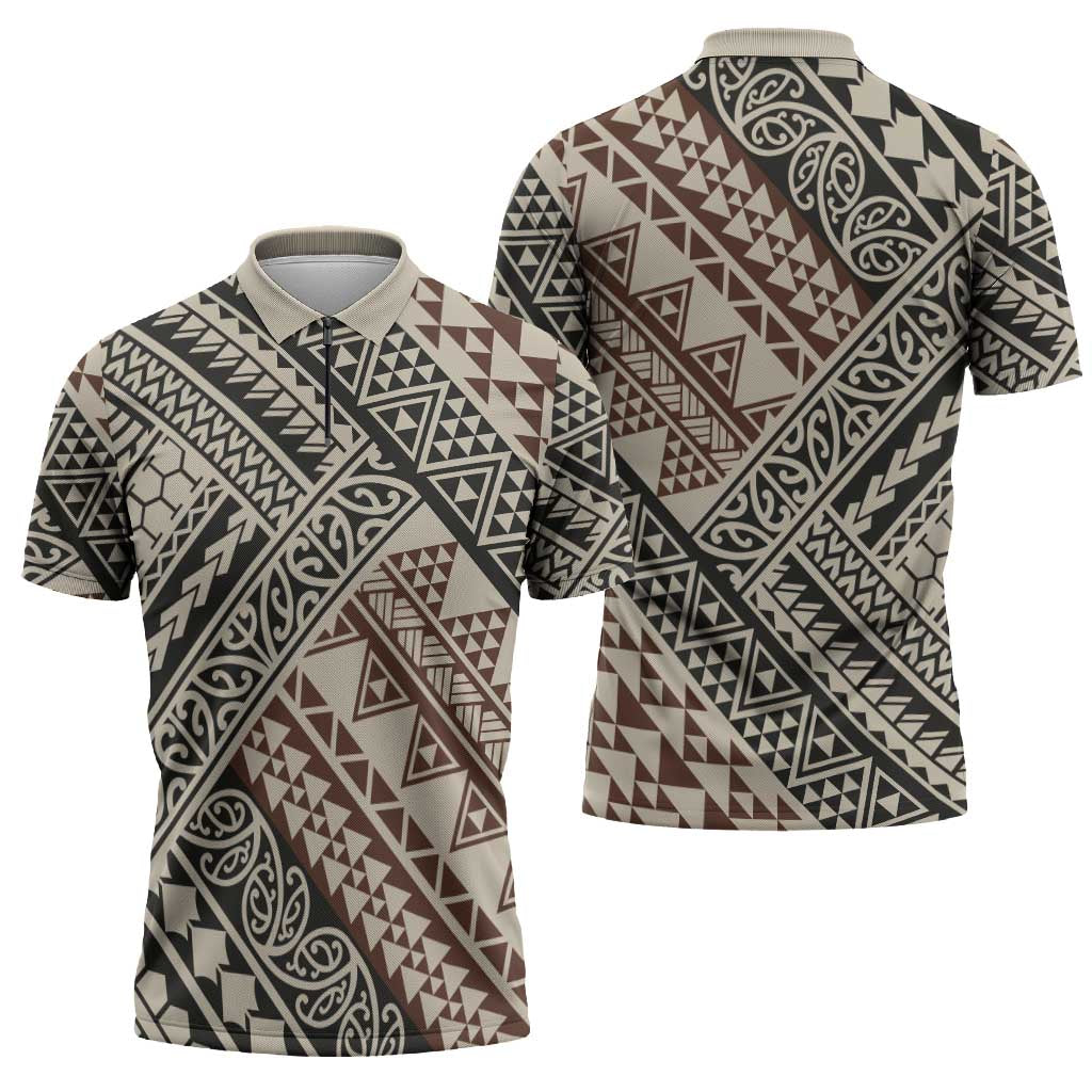 Niho Taniwha Kowhaiwhai Zipper Polo Shirt - Aussie Hoodie