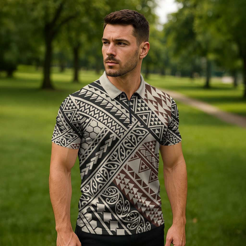 Niho Taniwha Kowhaiwhai Zipper Polo Shirt - Aussie Hoodie