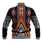 Niho Taniwha Taniko Motif Baseball Jacket