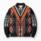 Niho Taniwha Taniko Motif Bomber Puffer Jacket - Aussie Hoodie