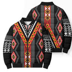 Niho Taniwha Taniko Motif Bomber Puffer Jacket - Aussie Hoodie