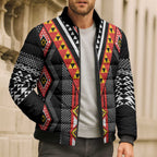 Niho Taniwha Taniko Motif Bomber Puffer Jacket - Aussie Hoodie