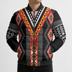 Niho Taniwha Taniko Motif Bomber Puffer Jacket - Aussie Hoodie