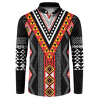 Niho Taniwha Taniko Motif Button Sweatshirt