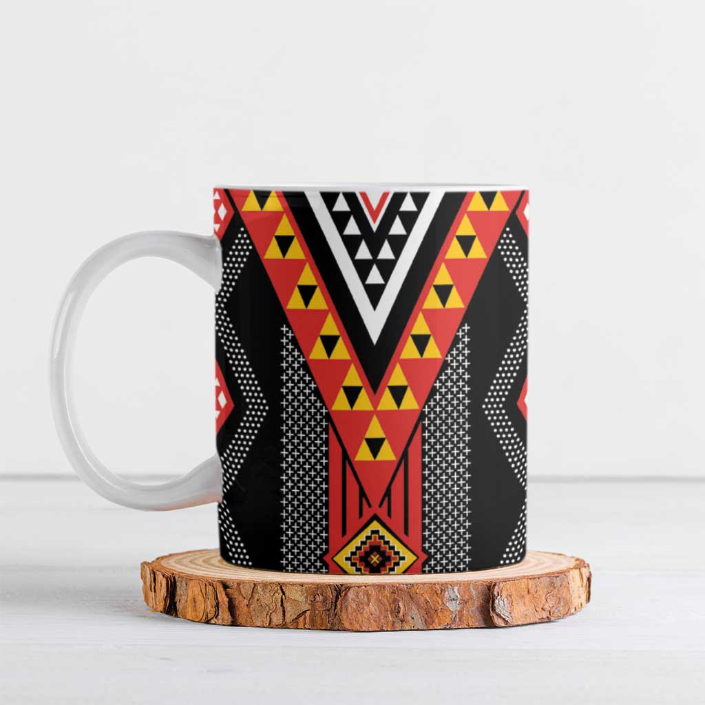 Niho Taniwha Taniko Motif Ceramic Mug - Aussie Hoodie