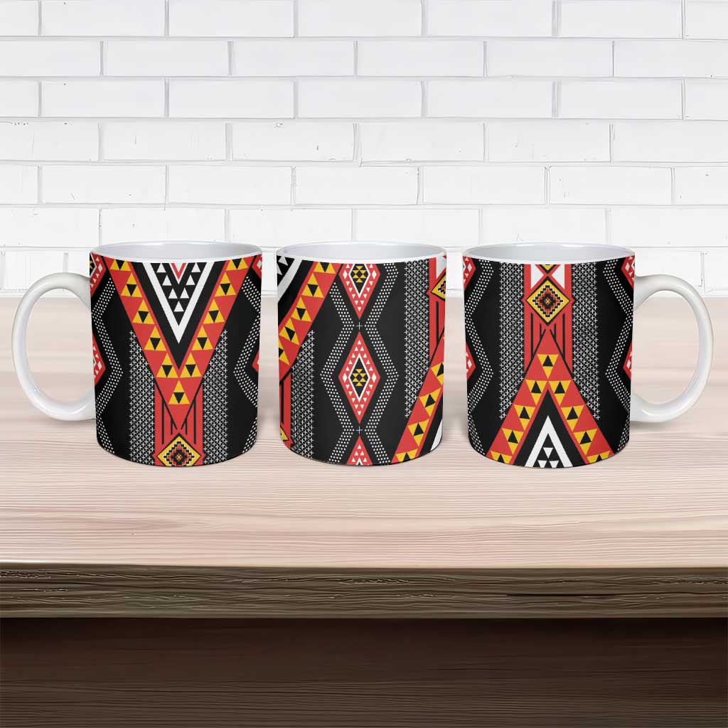 Niho Taniwha Taniko Motif Ceramic Mug - Aussie Hoodie