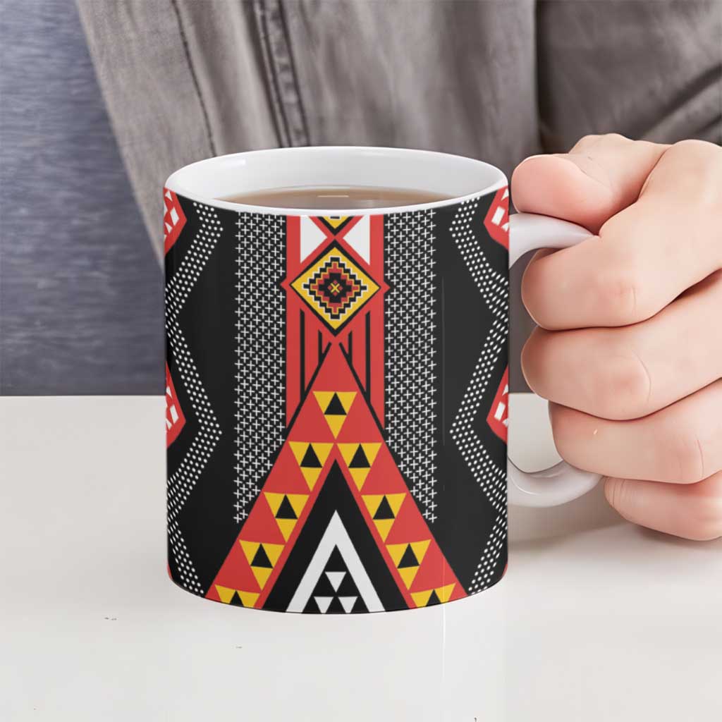 Niho Taniwha Taniko Motif Ceramic Mug - Aussie Hoodie