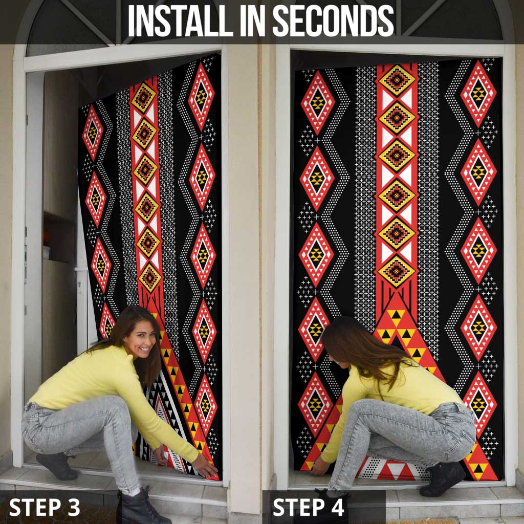 Niho Taniwha Taniko Motif Door Cover - Aussie Hoodie
