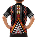 Niho Taniwha Taniko Motif Family Matching Long Sleeve Bodycon Dress and Hawaiian Shirt