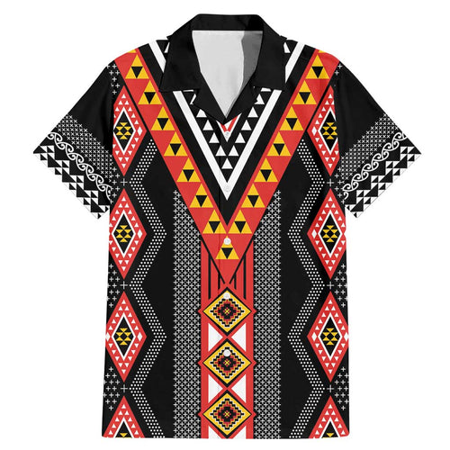 Niho Taniwha Taniko Motif Family Matching Mermaid Dress and Hawaiian Shirt