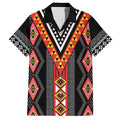 Niho Taniwha Taniko Motif Family Matching Short Sleeve Bodycon Dress and Hawaiian Shirt
