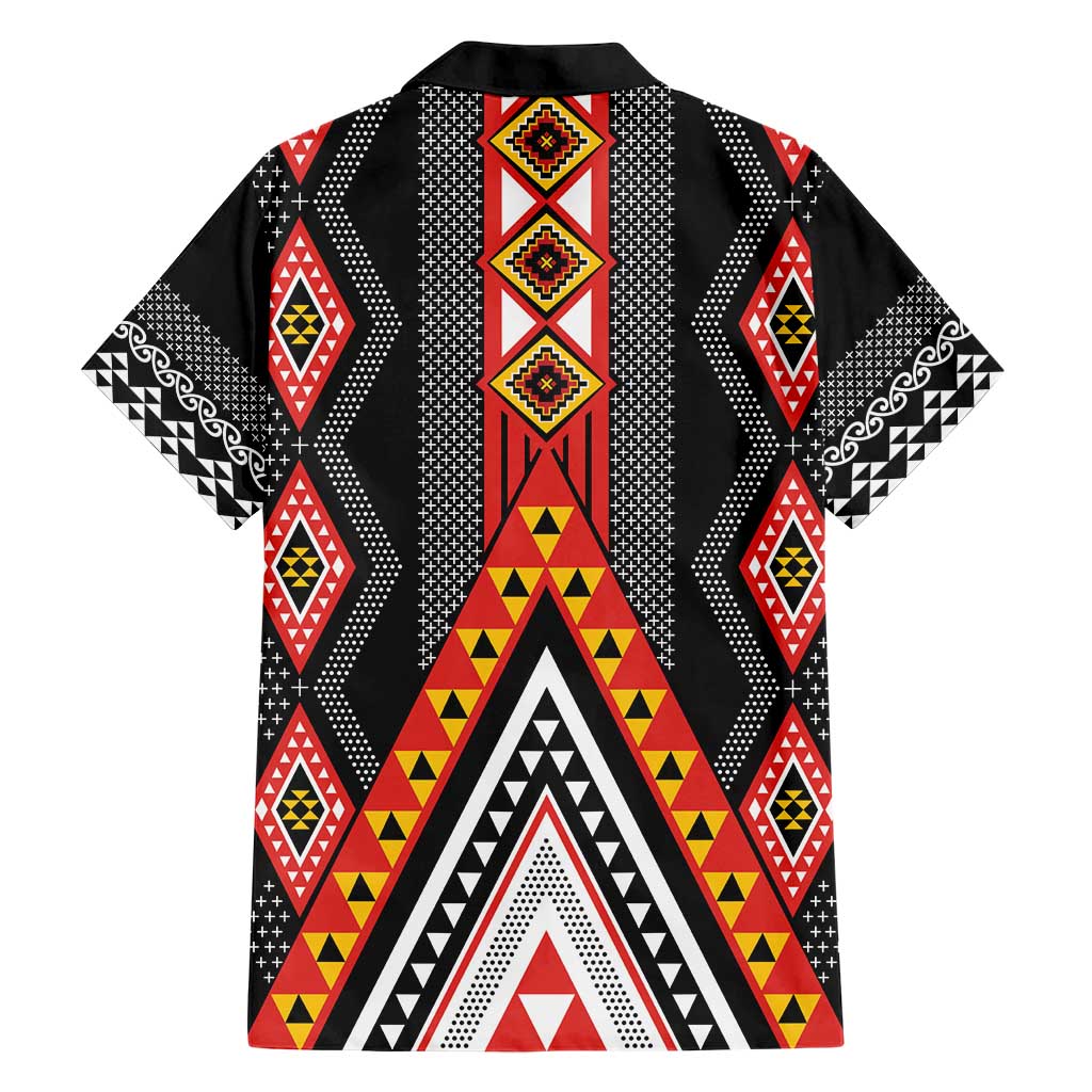 Niho Taniwha Taniko Motif Family Matching Short Sleeve Bodycon Dress and Hawaiian Shirt