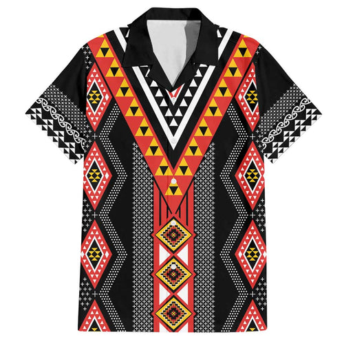 Niho Taniwha Taniko Motif Family Matching Tank Maxi Dress and Hawaiian Shirt