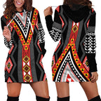 Niho Taniwha Taniko Motif Hoodie Dress