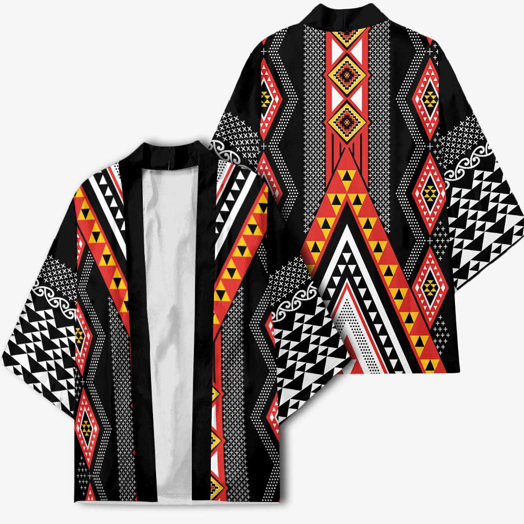 Niho Taniwha Taniko Motif Kimono - Aussie Hoodie