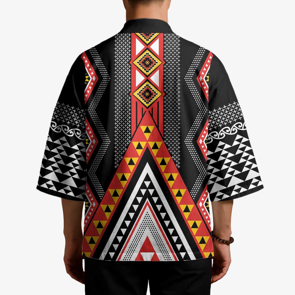 Niho Taniwha Taniko Motif Kimono - Aussie Hoodie