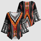 Niho Taniwha Taniko Motif Kimono Sleeve Blouse - Aussie Hoodie