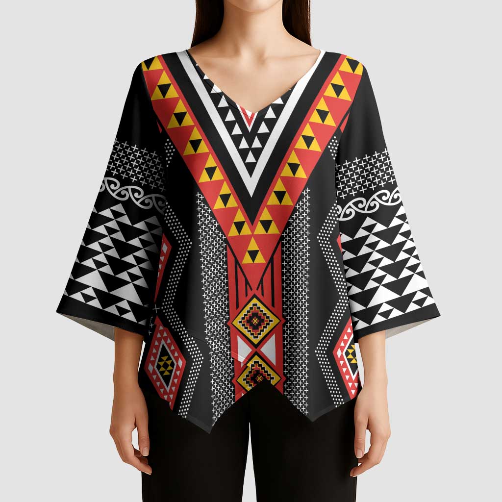 Niho Taniwha Taniko Motif Kimono Sleeve Blouse - Aussie Hoodie