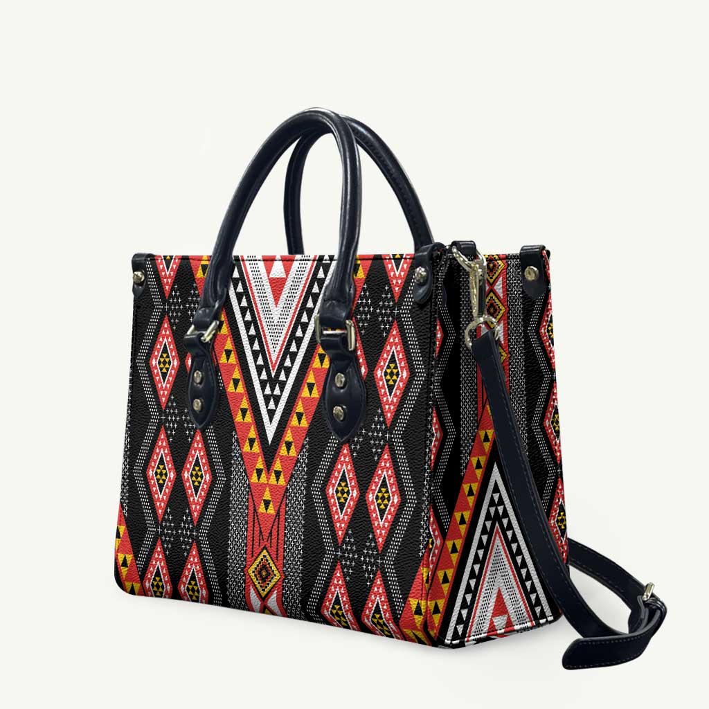 Niho Taniwha Taniko Motif Leather Bag - Aussie Hoodie