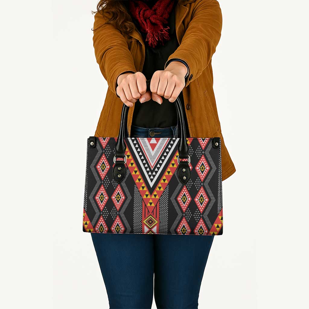 Niho Taniwha Taniko Motif Leather Bag - Aussie Hoodie