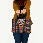 Niho Taniwha Taniko Motif Leather Bag - Aussie Hoodie