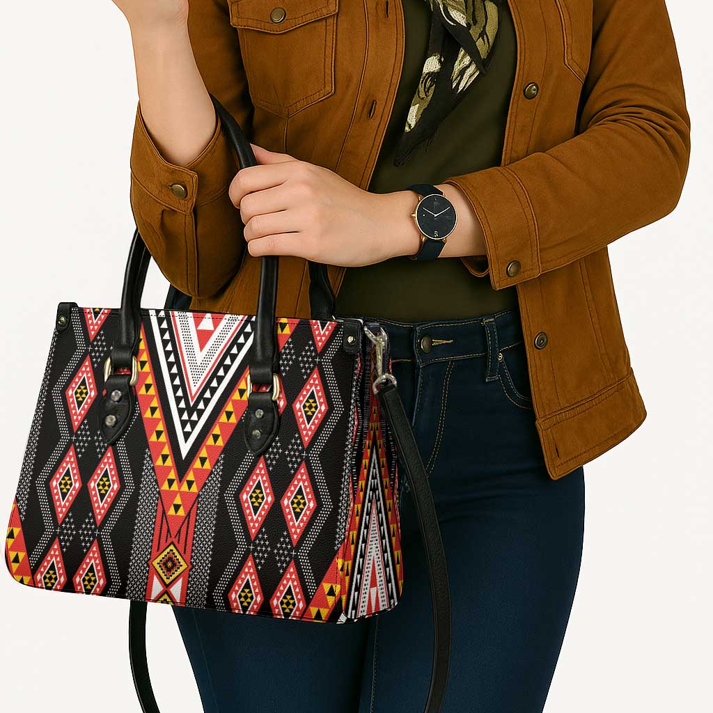 Niho Taniwha Taniko Motif Leather Bag - Aussie Hoodie