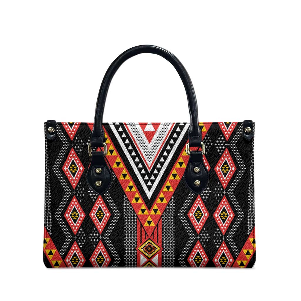Niho Taniwha Taniko Motif Leather Bag - Aussie Hoodie