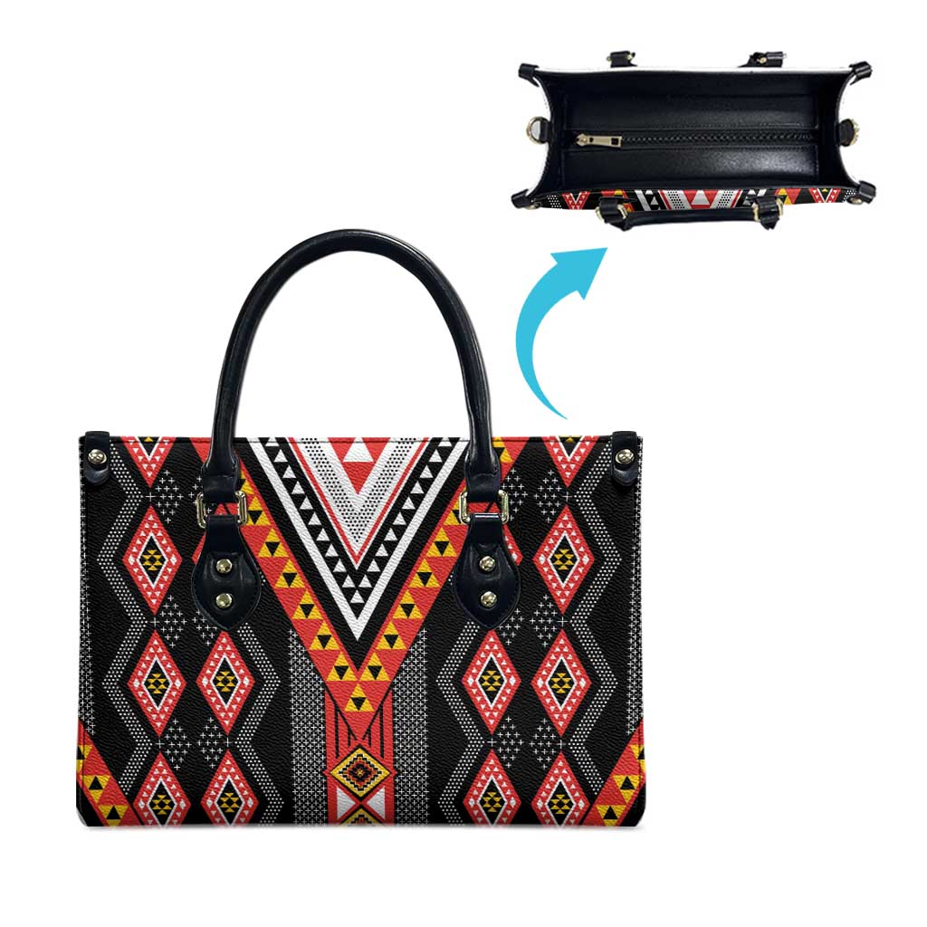 Niho Taniwha Taniko Motif Leather Bag - Aussie Hoodie
