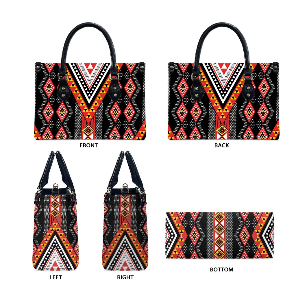 Niho Taniwha Taniko Motif Leather Bag - Aussie Hoodie