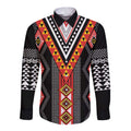 Niho Taniwha Taniko Motif Long Sleeve Button Shirt