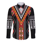 Niho Taniwha Taniko Motif Long Sleeve Button Shirt