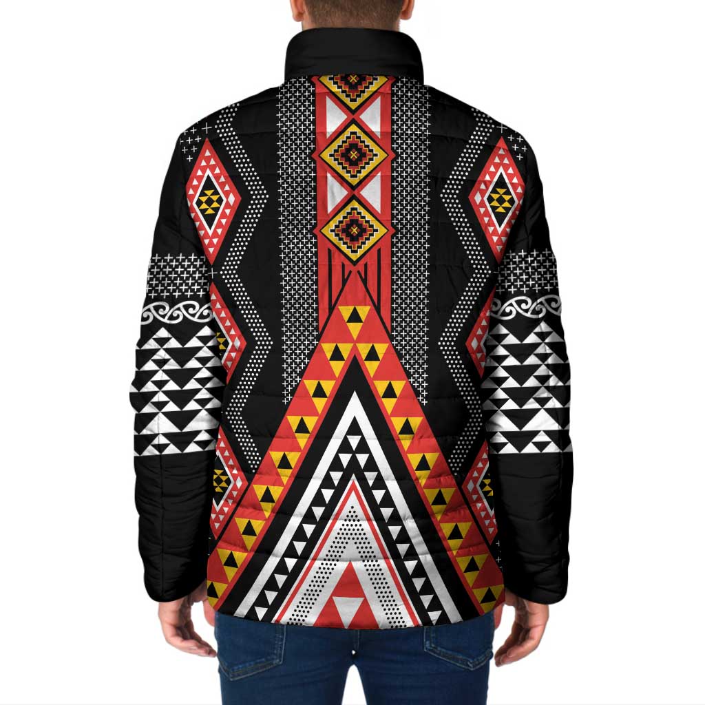Niho Taniwha Taniko Motif Padded Jacket - Aussie Hoodie