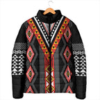 Niho Taniwha Taniko Motif Padded Jacket - Aussie Hoodie