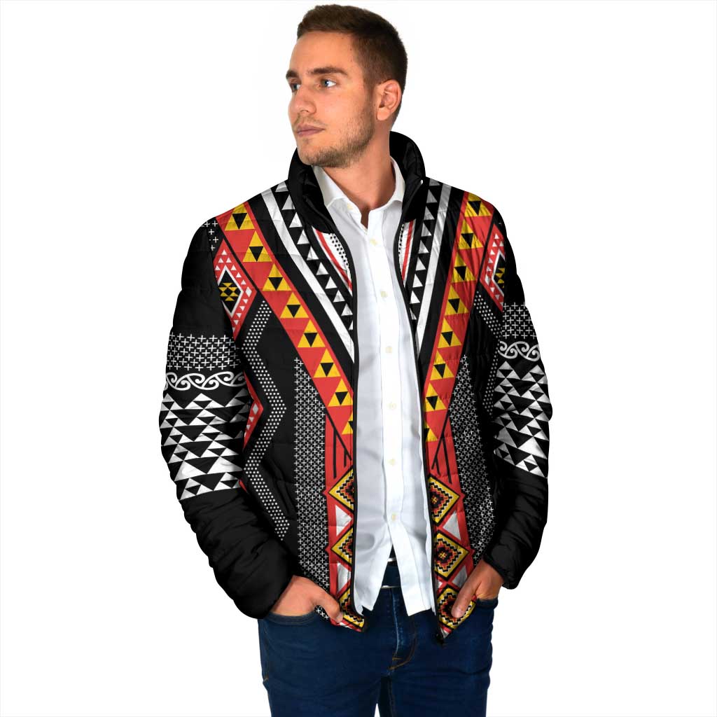 Niho Taniwha Taniko Motif Padded Jacket - Aussie Hoodie