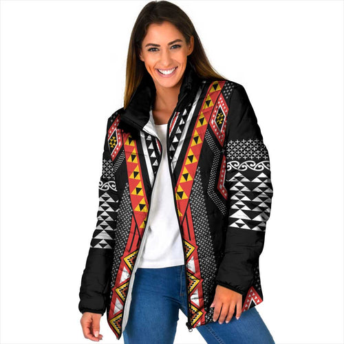 Niho Taniwha Taniko Motif Padded Jacket - Aussie Hoodie