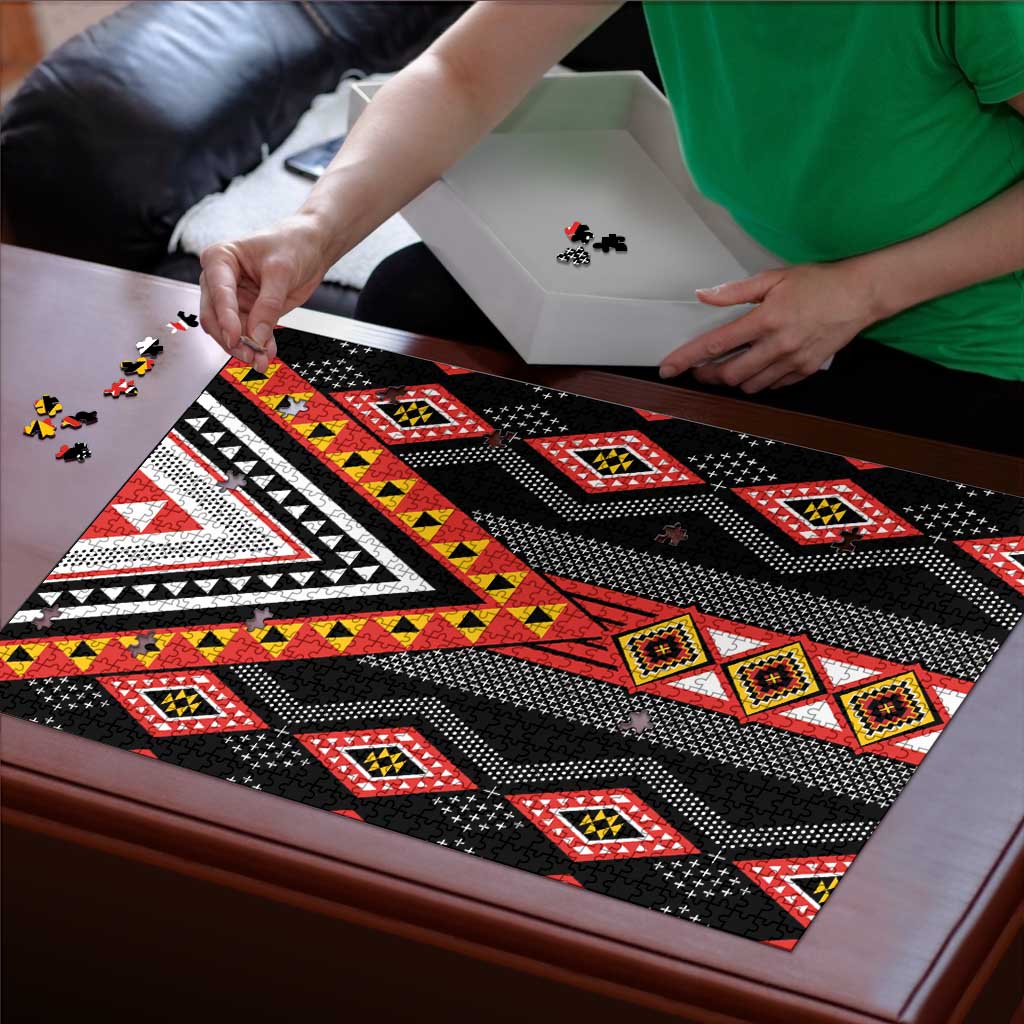 Niho Taniwha Taniko Motif Puzzle - Aussie Hoodie