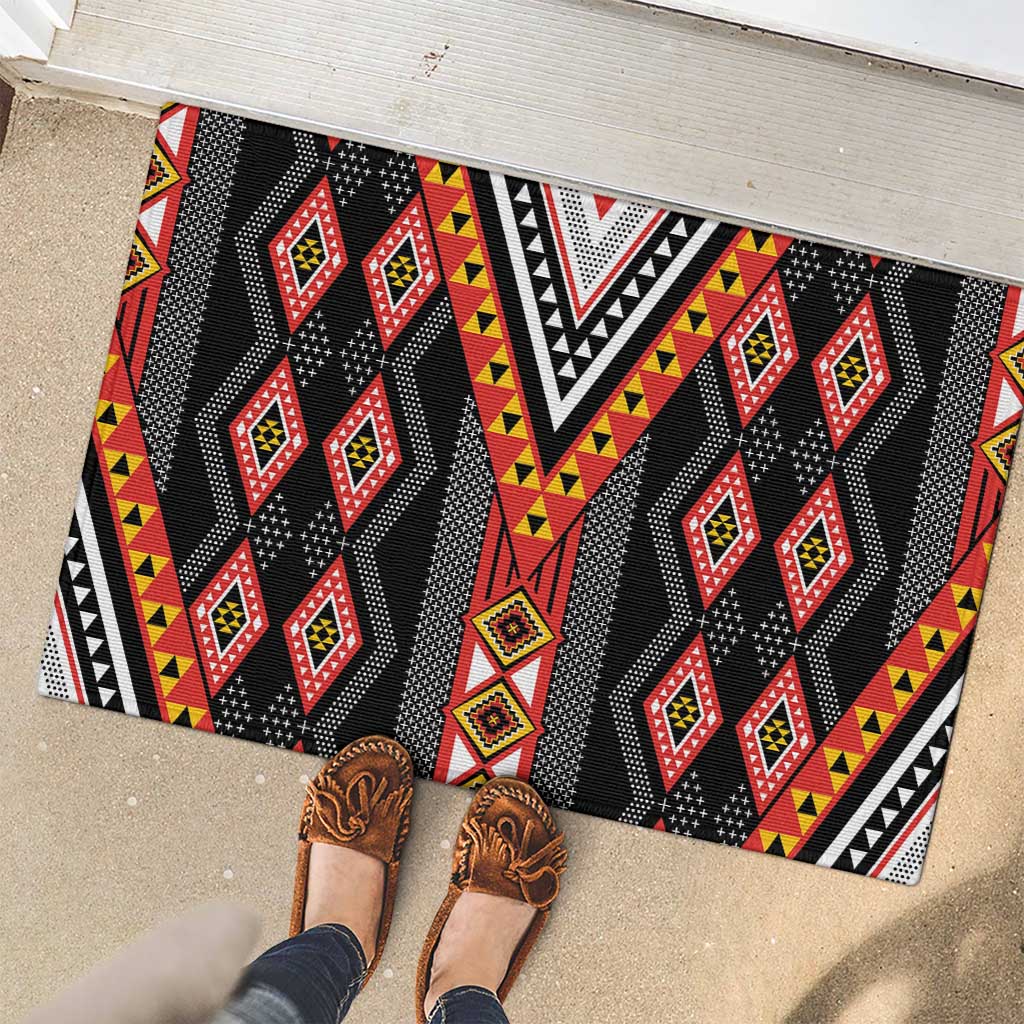 Niho Taniwha Taniko Motif Rubber Doormat