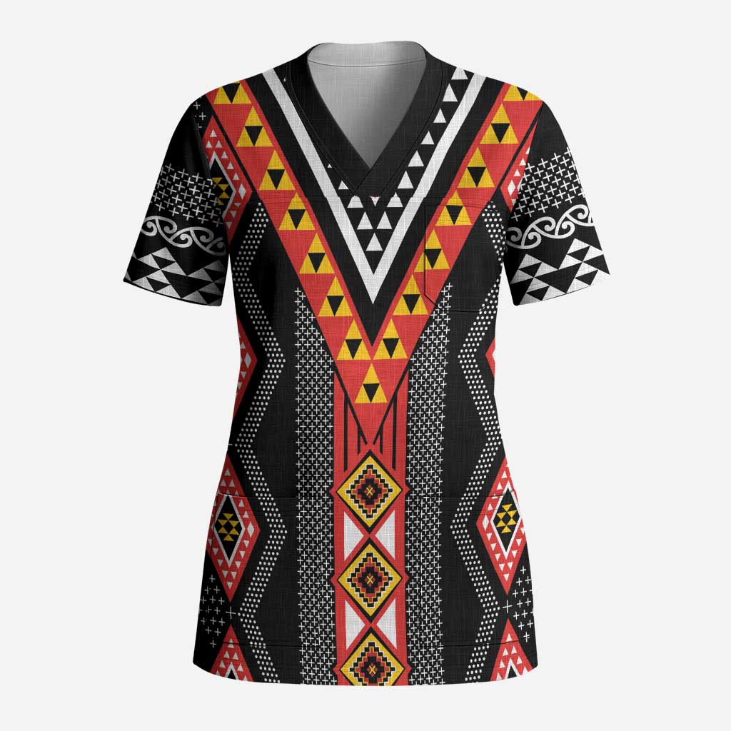 Niho Taniwha Taniko Motif Scrub Top - Aussie Hoodie
