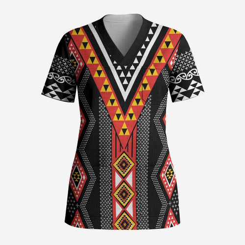 Niho Taniwha Taniko Motif Scrub Top - Aussie Hoodie