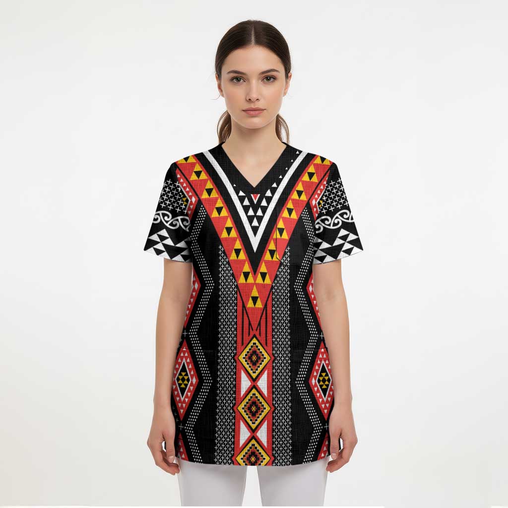 Niho Taniwha Taniko Motif Scrub Top - Aussie Hoodie