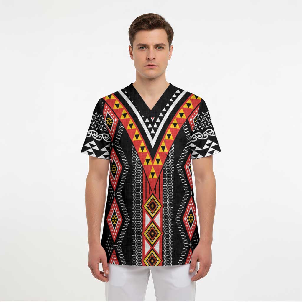 Niho Taniwha Taniko Motif Scrub Top - Aussie Hoodie