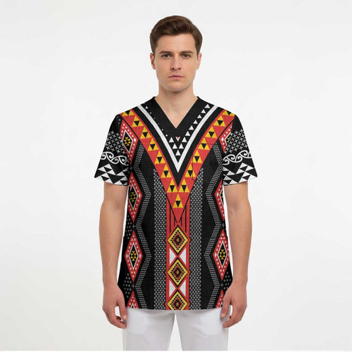 Niho Taniwha Taniko Motif Scrub Top - Aussie Hoodie