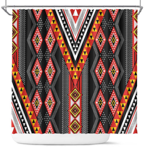 Niho Taniwha Taniko Motif Shower Curtain