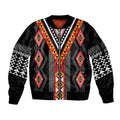Niho Taniwha Taniko Motif Sleeve Zip Bomber Jacket