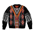 Niho Taniwha Taniko Motif Sleeve Zip Bomber Jacket