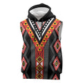 Niho Taniwha Taniko Motif Sleeveless Hoodie - Aussie Hoodie