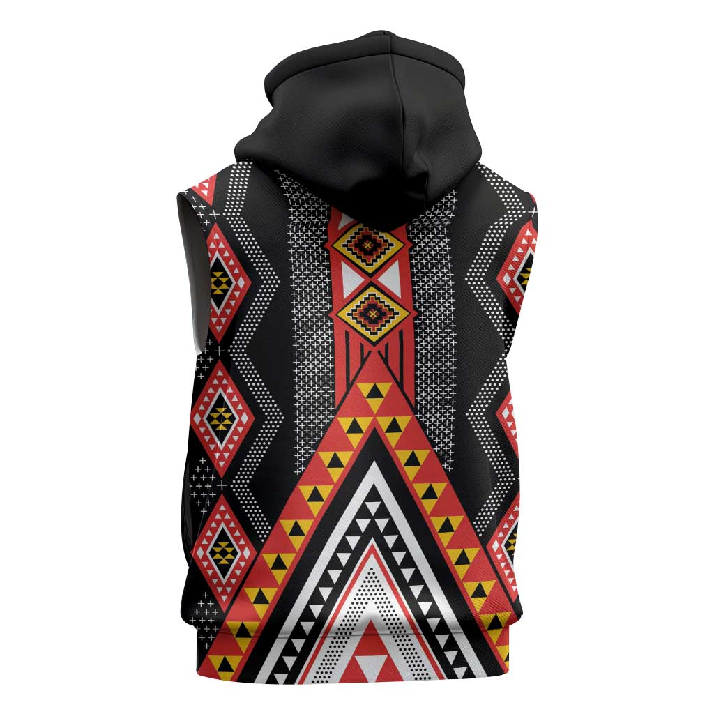 Niho Taniwha Taniko Motif Sleeveless Hoodie - Aussie Hoodie