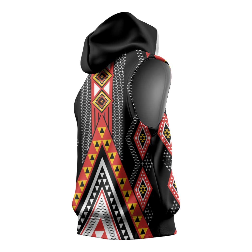 Niho Taniwha Taniko Motif Sleeveless Hoodie - Aussie Hoodie