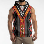 Niho Taniwha Taniko Motif Sleeveless Hoodie - Aussie Hoodie